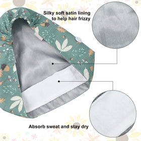Floraltop scrub cap with buttons for ponytail side view