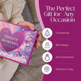 Flovista shower steamers displayed in premium packaging