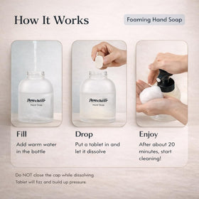 flowcheer foaming hand soap tablet in a kitchen setting