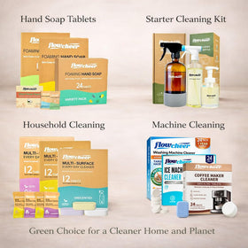 flowcheer foaming hand soap tablet refill box on a bathroom counter