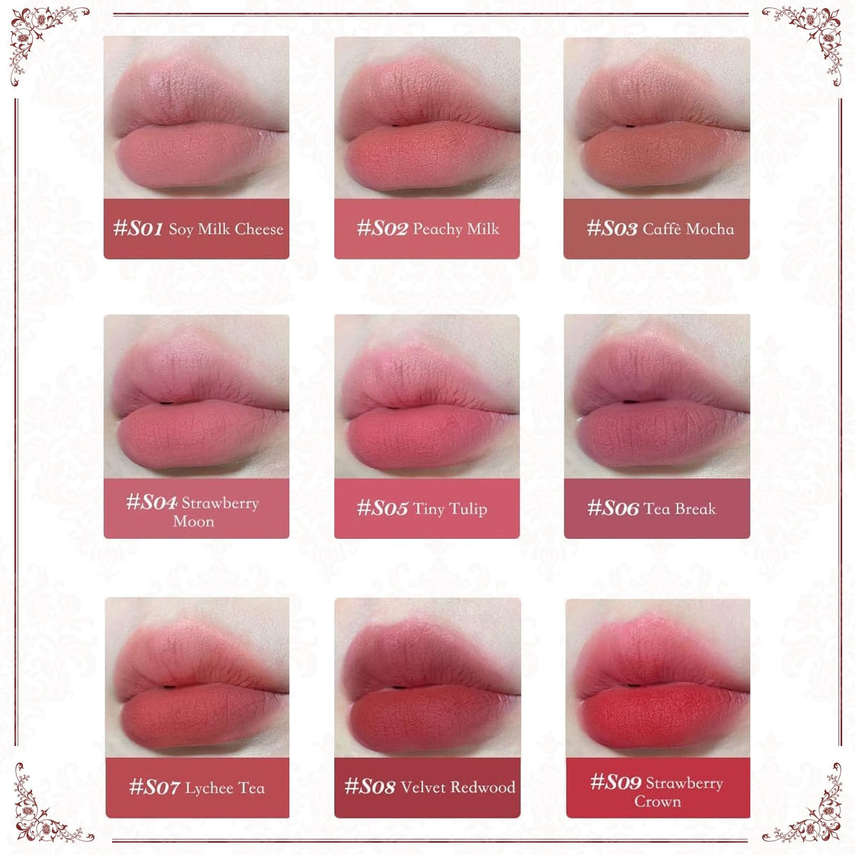 Flower Knows lip cream Rococo-inspired case side view