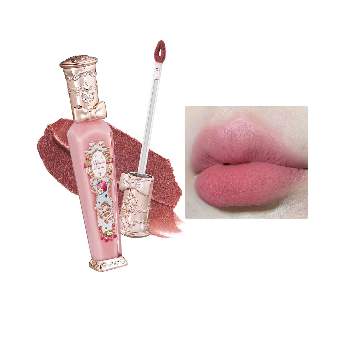 Flower Knows Strawberry Rococo Cloud Lip Cream front view with collectible case