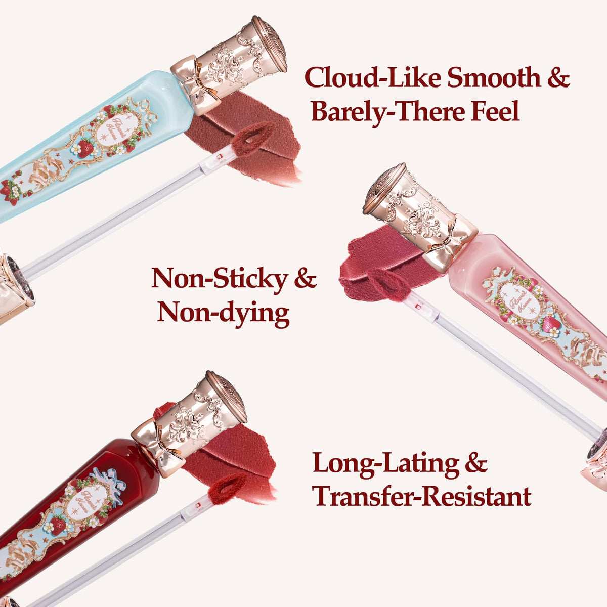 Flower Knows Strawberry Rococo Cloud Lip Cream packaging with Rococo design