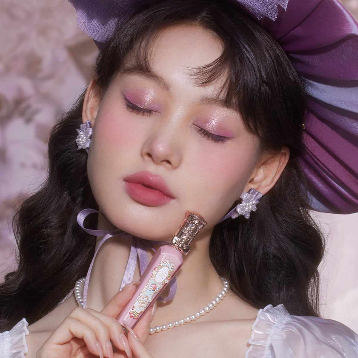 Flower Knows Strawberry Rococo Cloud Lip Cream with makeup accessories