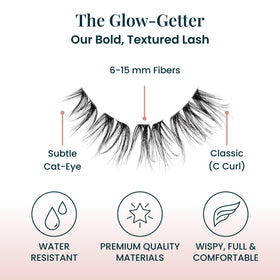 FlutterHabit Glow-Getter Lash Clusters displayed with application tools