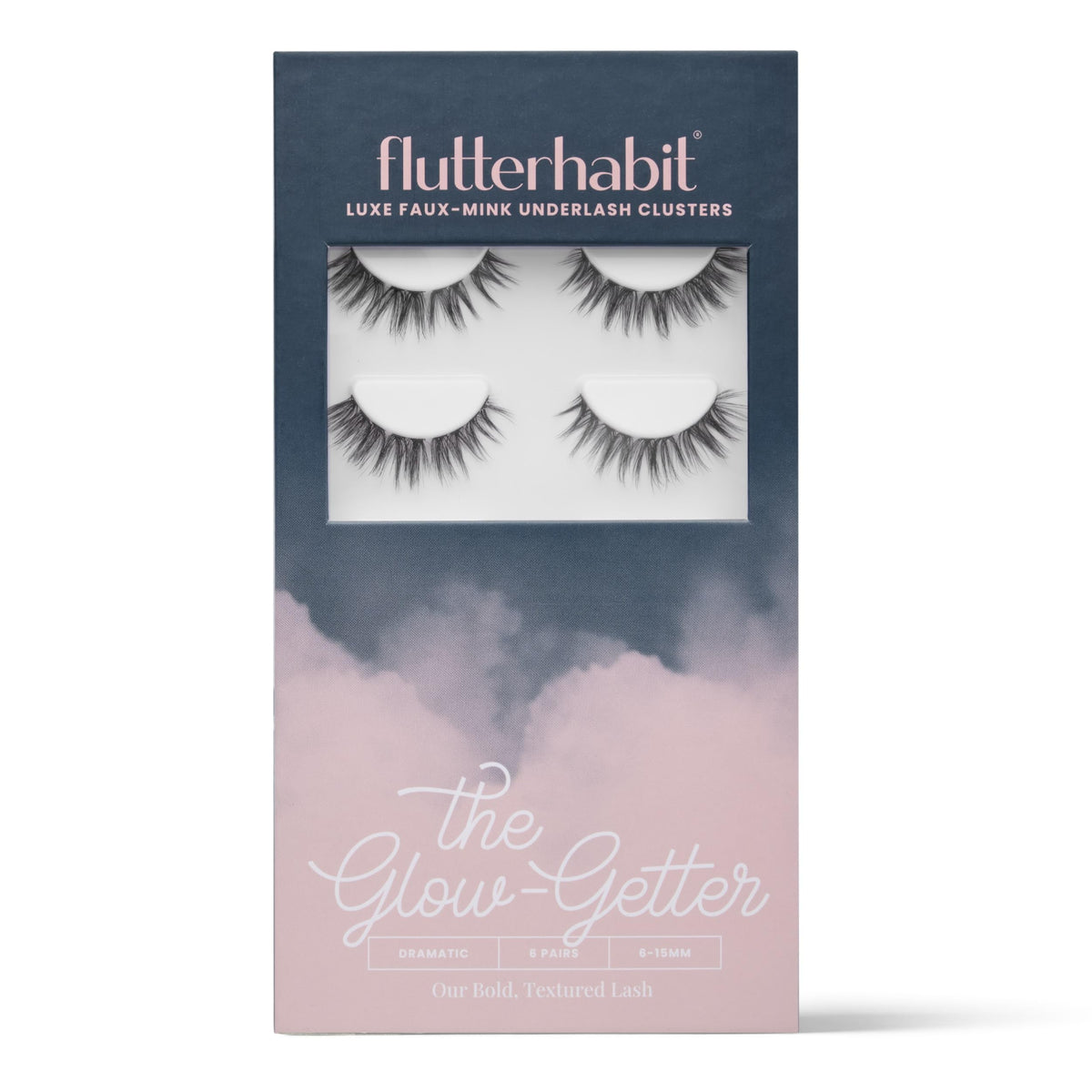 FlutterHabit Glow-Getter Lash Clusters front view with six sets