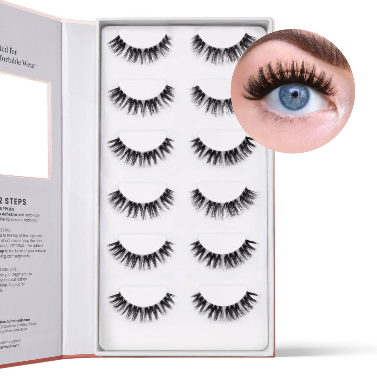 FlutterHabit The Flirt Natural Lashes side view showcasing lash clusters