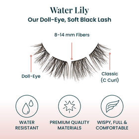 FlutterHabit Water Lily Lash Clusters displayed with adhesive