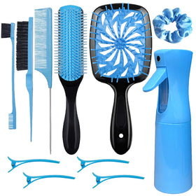 FlyLanyards 11-Piece Hair Brush Set including spray bottle and brushes