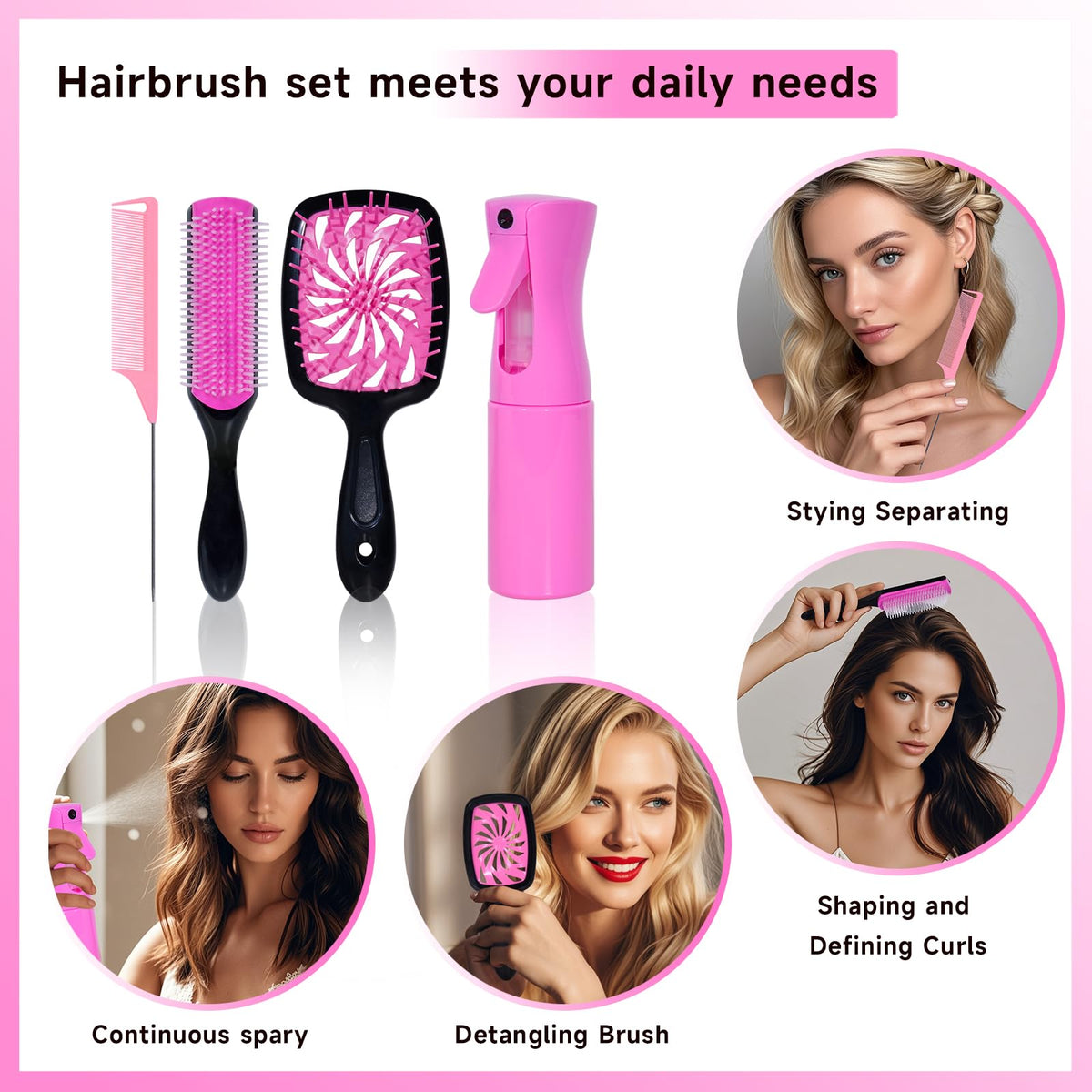 FlyLanyards hair brush set displayed on a vanity
