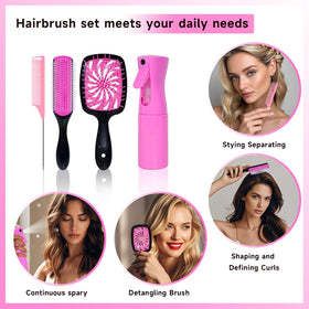 FlyLanyards hair brush set displayed on a vanity