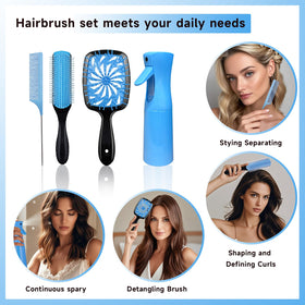 FlyLanyards hair brush set displayed with all components