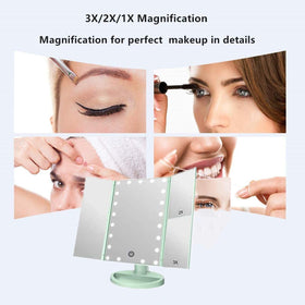 Flymiro Tri-fold Lighted Vanity Makeup Mirror with touch sensor switch
