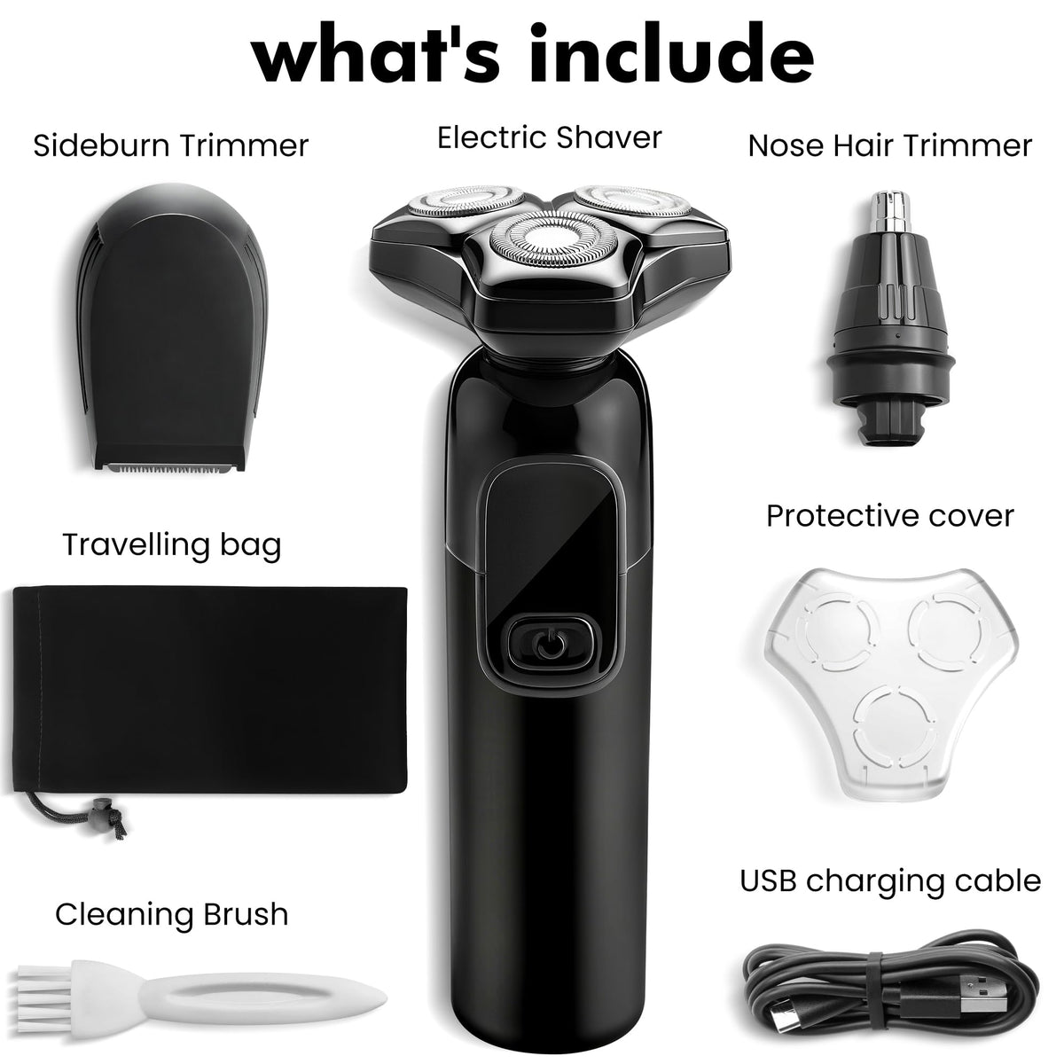 Flynth Electric Razor with cleaning brush and trimmer attachments