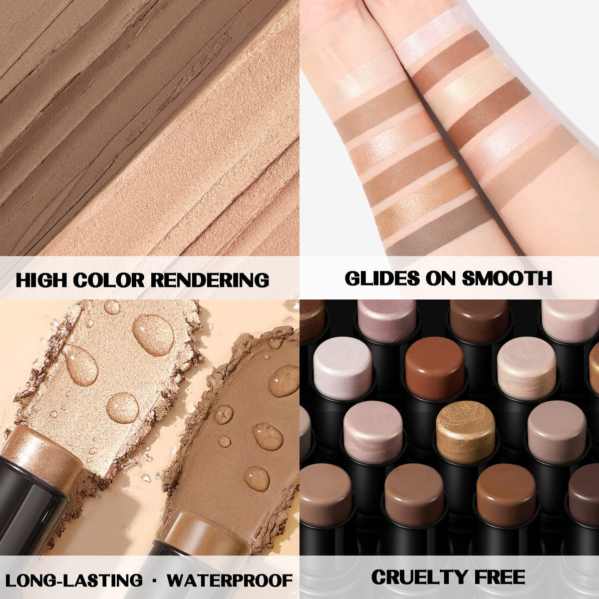 FOCALLURE contour stick shades displayed