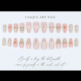 Foccna Almond Press On Nails package showing 24 pieces and included nail file