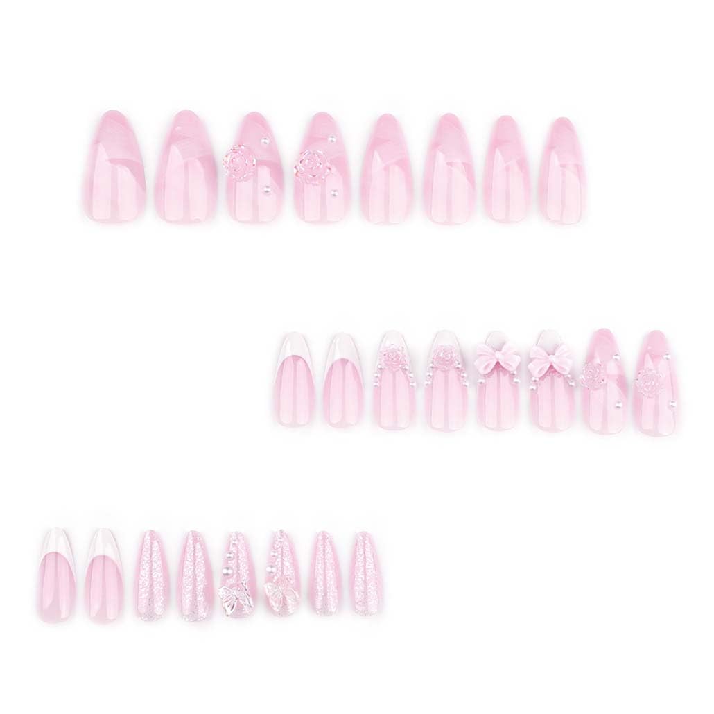 Foccna Pink Almond Press On Nails package showing 24 pieces