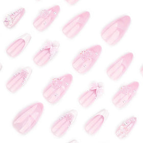 Foccna Pink Almond Press On Nails with included nail file