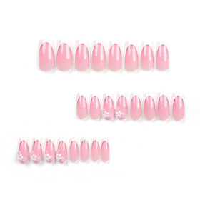 Foccna Press On Nails Long Pink with rhinestones close-up