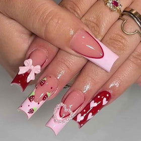 Foccna press on nails package with 24 pieces and nail file