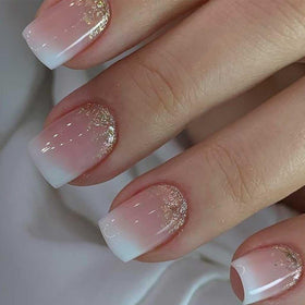 Foccna Square Ombre Press on Nails front view with pink finish