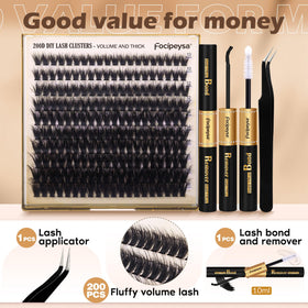Focipeysa D Curl lash clusters in matte black
