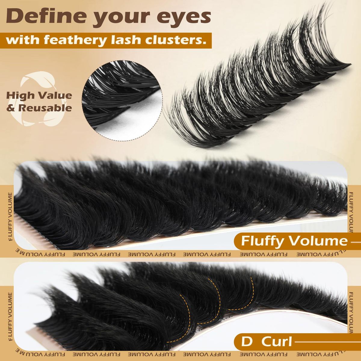 Focipeysa Fluffy Volume Lash Clusters individual lash clusters close-up