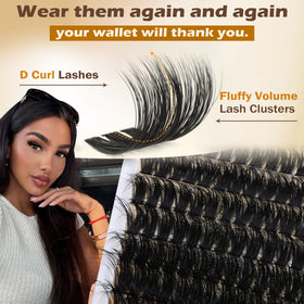 Focipeysa Fluffy Volume Lash Clusters kit contents laid out