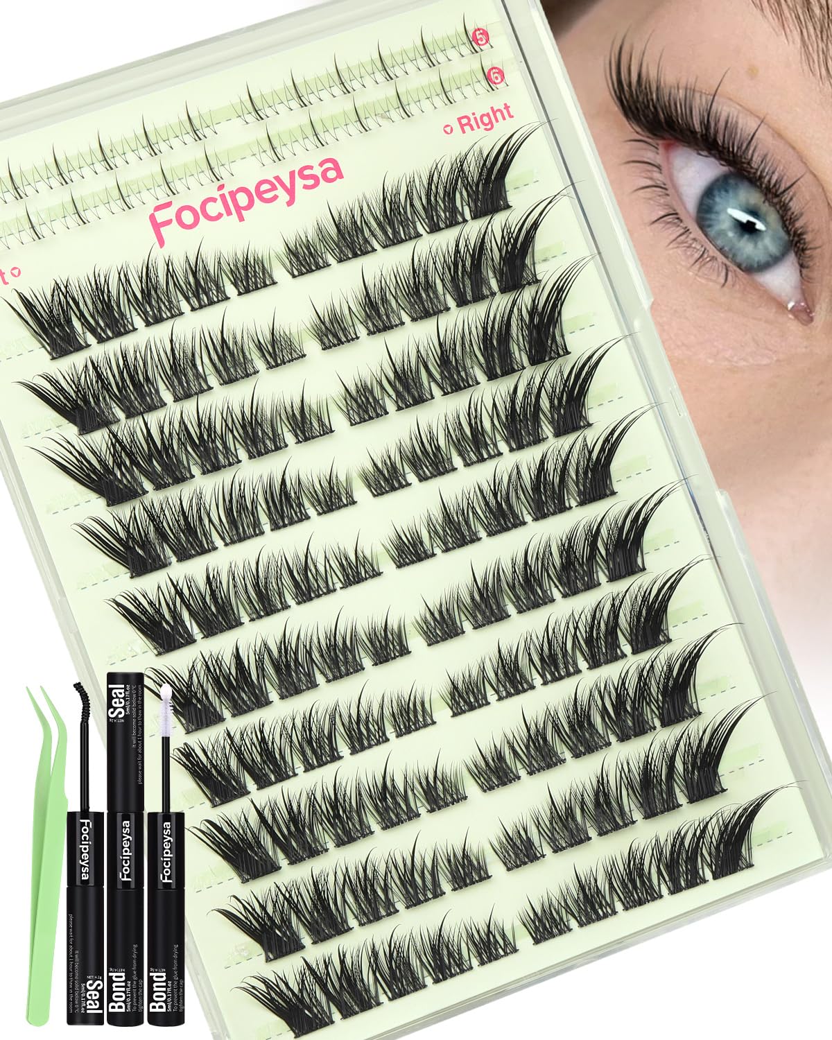Focipeysa Fox Eye Lash Clusters Kit packaging front view