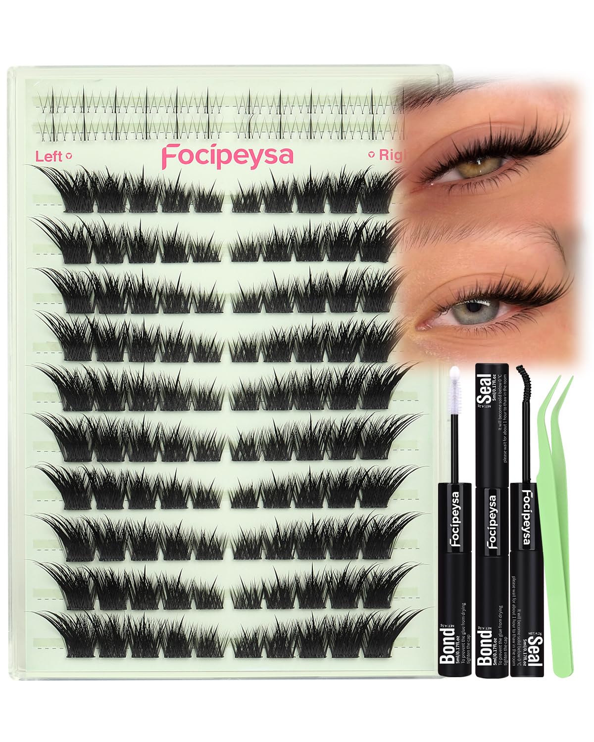 Focipeysa Fox Eye Lash Clusters Kit packaging front view