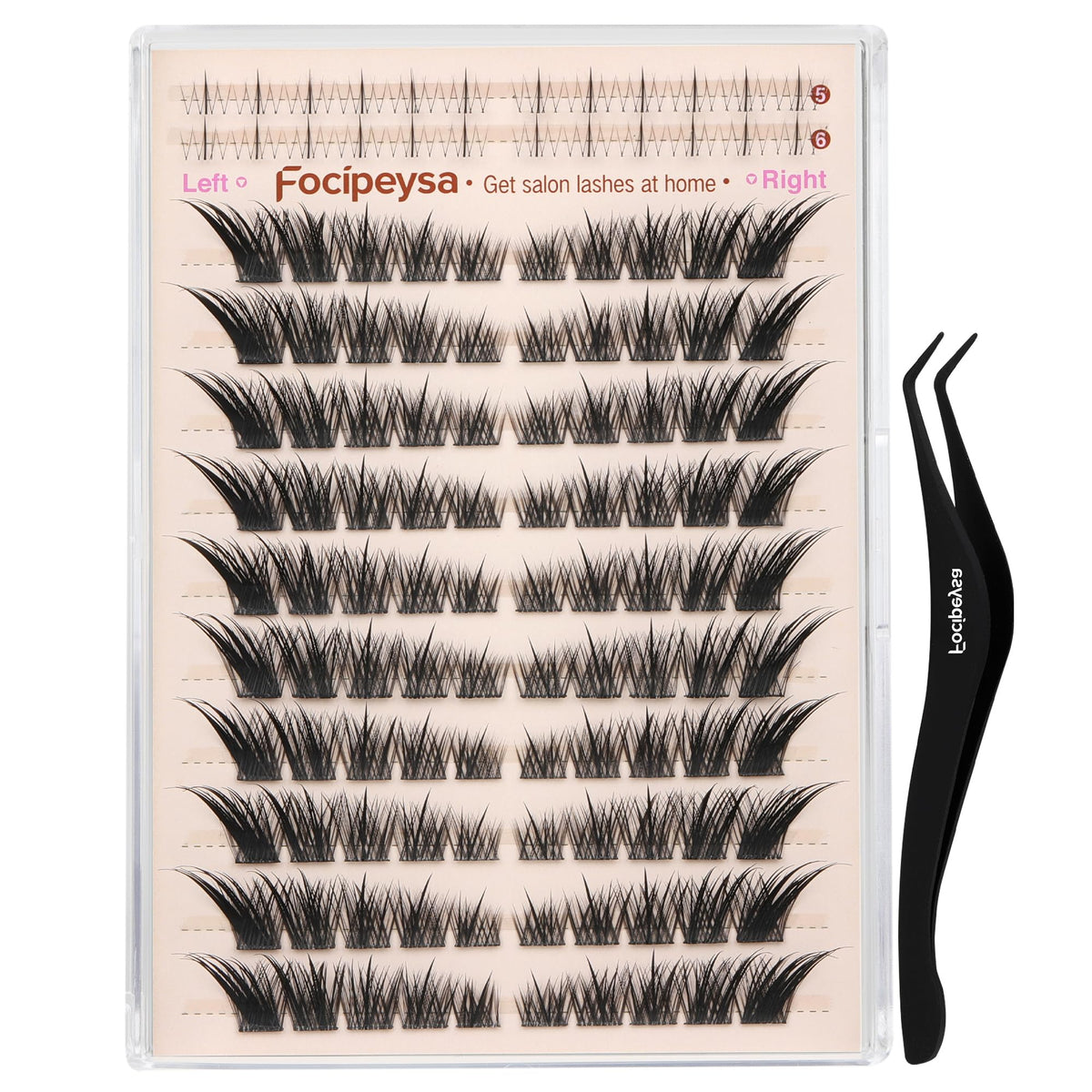 Focipeysa Fox Tail Lashes pack with 124pcs spiky lash clusters