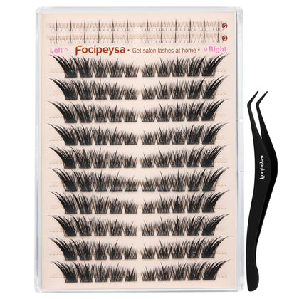 Focipeysa Fox Tail Lashes pack with 124pcs spiky lash clusters