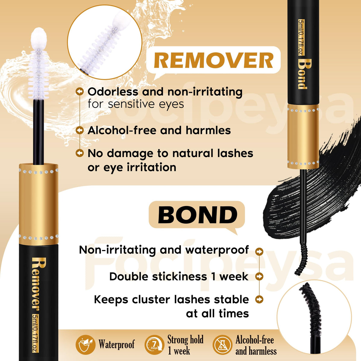 Focipeysa lash bond applied to individual lashes