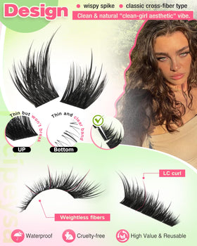 Focipeysa lash clusters applied on model's eyes
