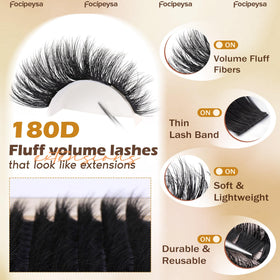 Focipeysa lash clusters applied on model's eyes