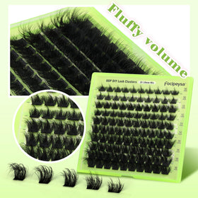 Focipeysa Lash Clusters displayed on a model's eye