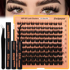 Focipeysa lash clusters in use on a model