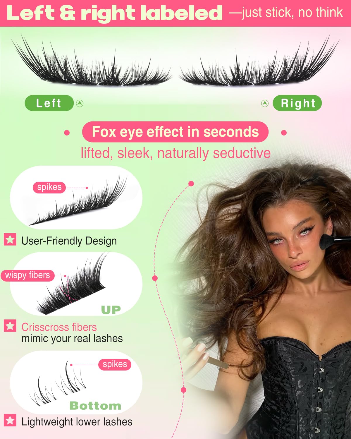 Focipeysa lash clusters in various lengths from 10-18mm