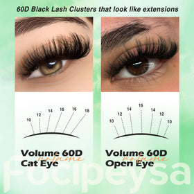 Focipeysa Lash Clusters showing different styles and lengths