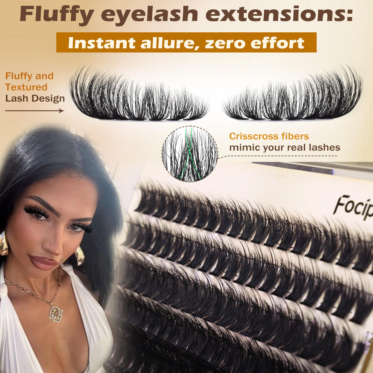 Focipeysa Lash Extension Kit displayed with mixed length lashes