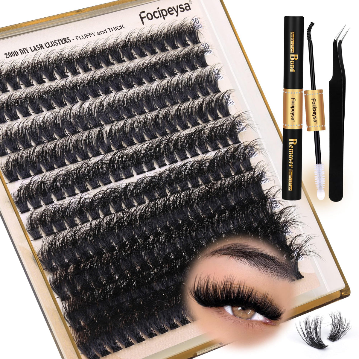 Focipeysa Lash Extension Kit including 200D individual lashes and accessories