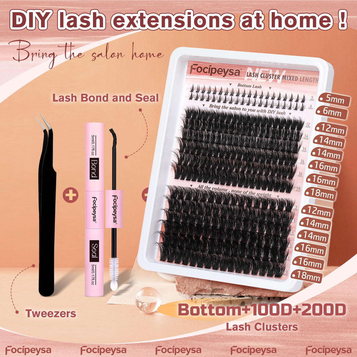 Focipeysa Lash Extension Kit with tools for application