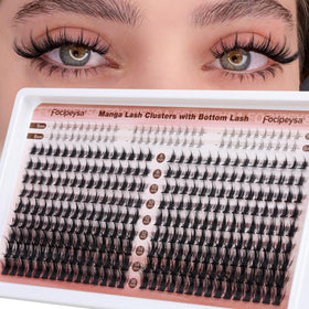 Focipeysa Manga Lash Clusters pack front view with 330 pieces