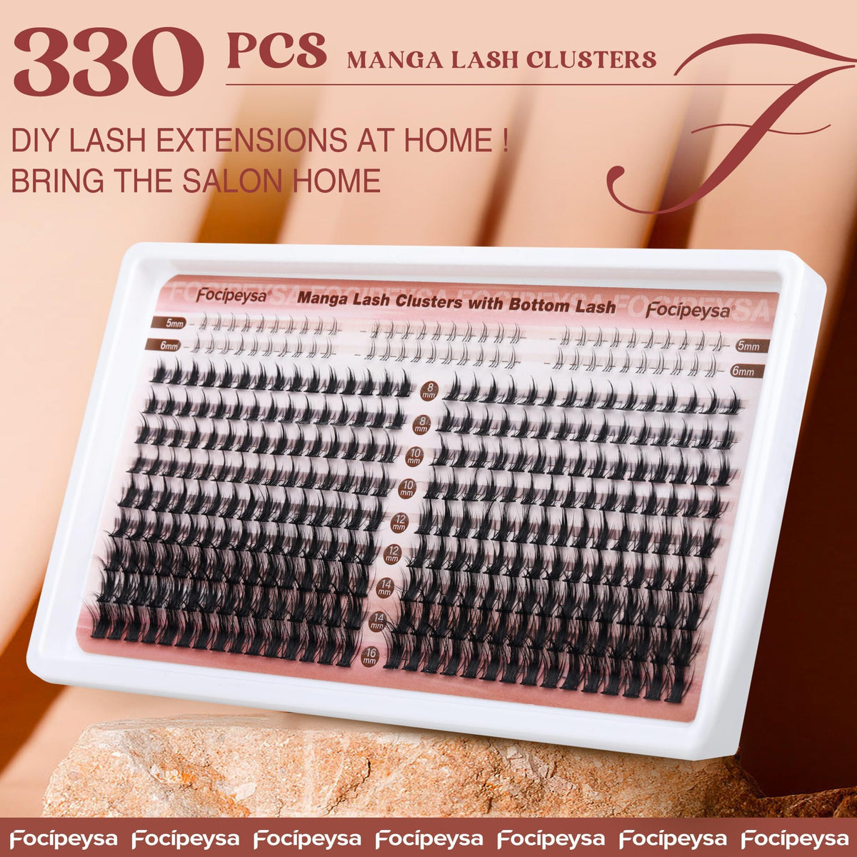 Focipeysa Manga Lash Clusters showing soft mink fiber texture
