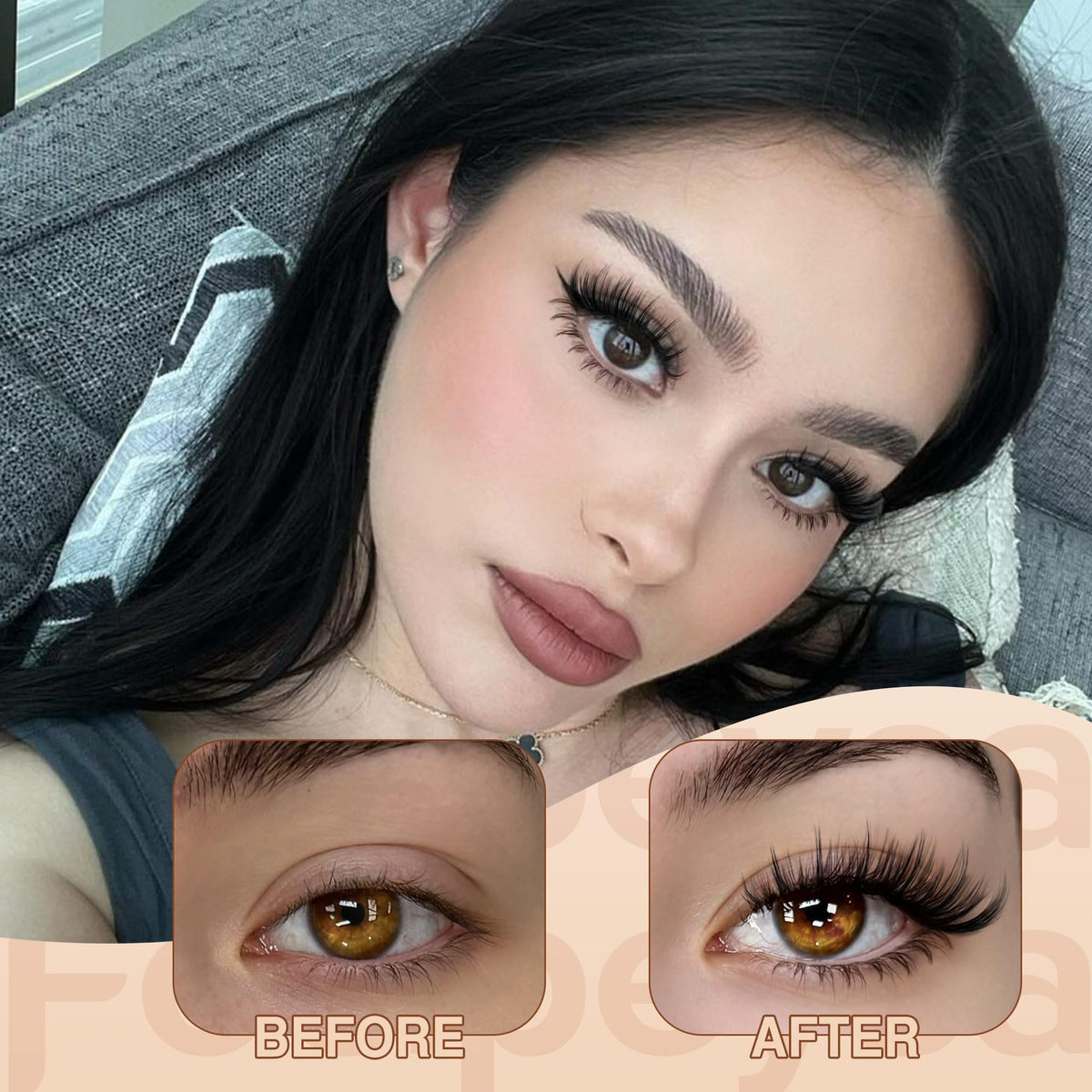 Focipeysa Manga Lash Clusters with lower lash extensions highlighted