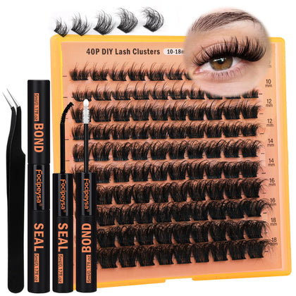 Focipeysa Thick Lash Extension Kit 40P with bond seal glue and tweezers