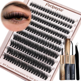 Focipeysa Volume Lash Clusters Kit with 200 fluffy lashes