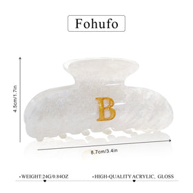 Fohufo A-Letter Hair Claw Clip close-up of monogram