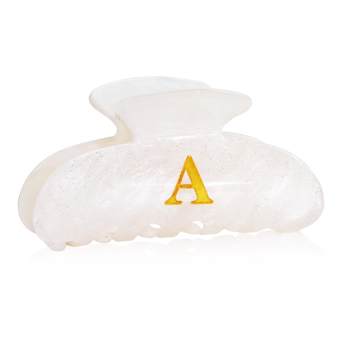 Fohufo A-Letter Hair Claw Clip front view in white