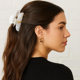 Fohufo A-Letter Hair Claw Clip in luxurious velvet bag